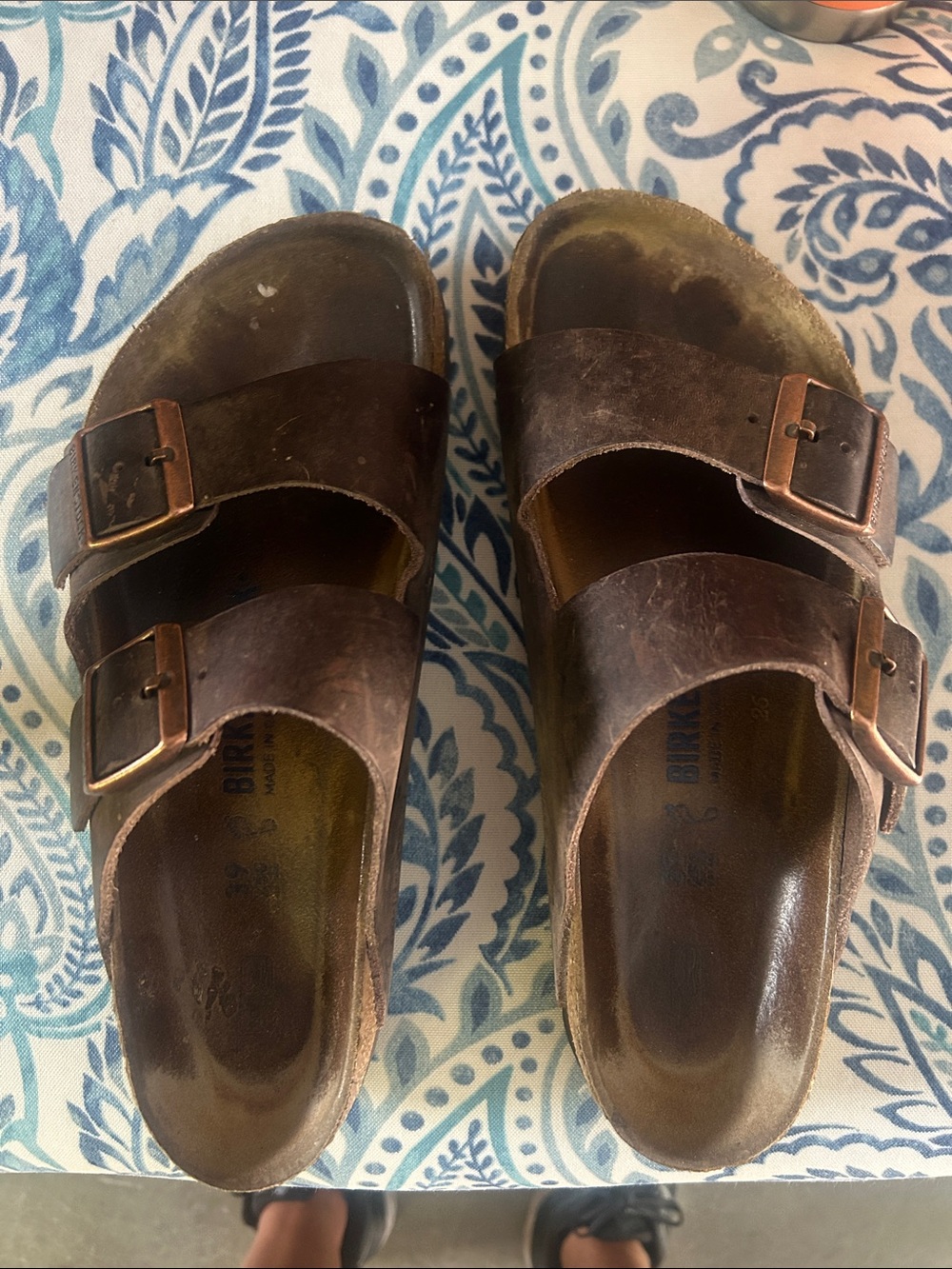 Birkenstock Men's Double Strap Dark Brown Leather Sandals